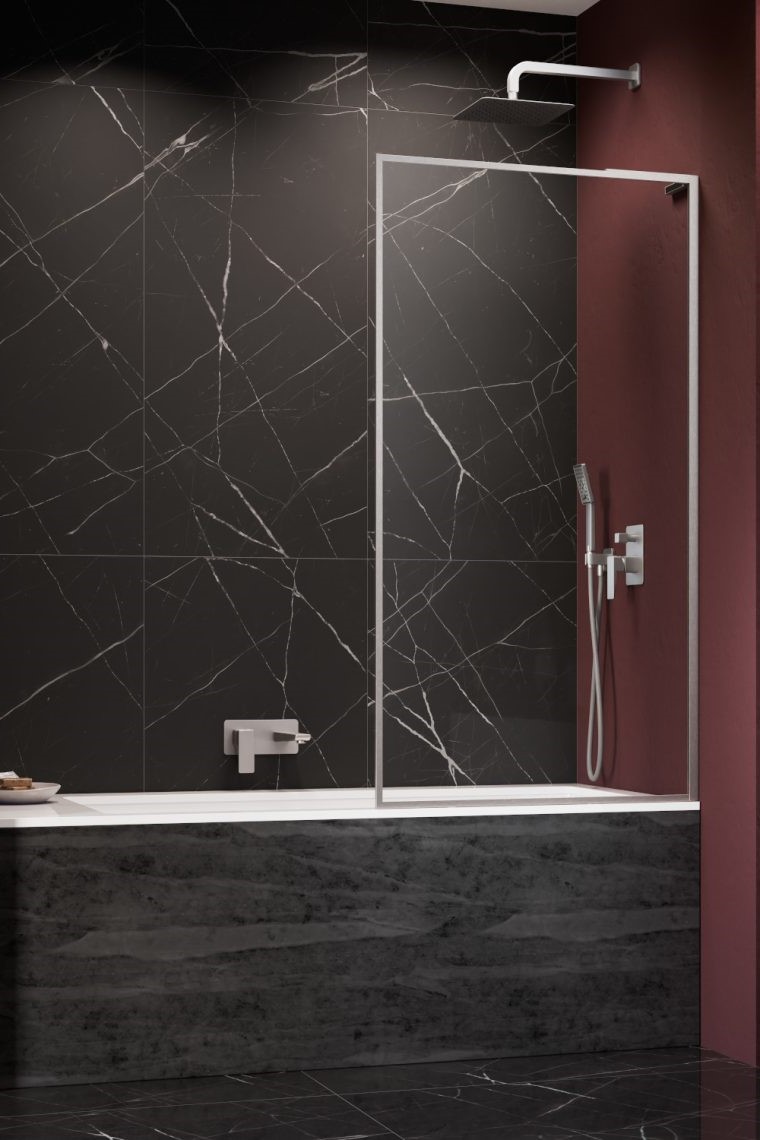 шторка на ванну radaway modo f sl brushed nickel pnj ii 50x151 правая, профиль брашированный никель