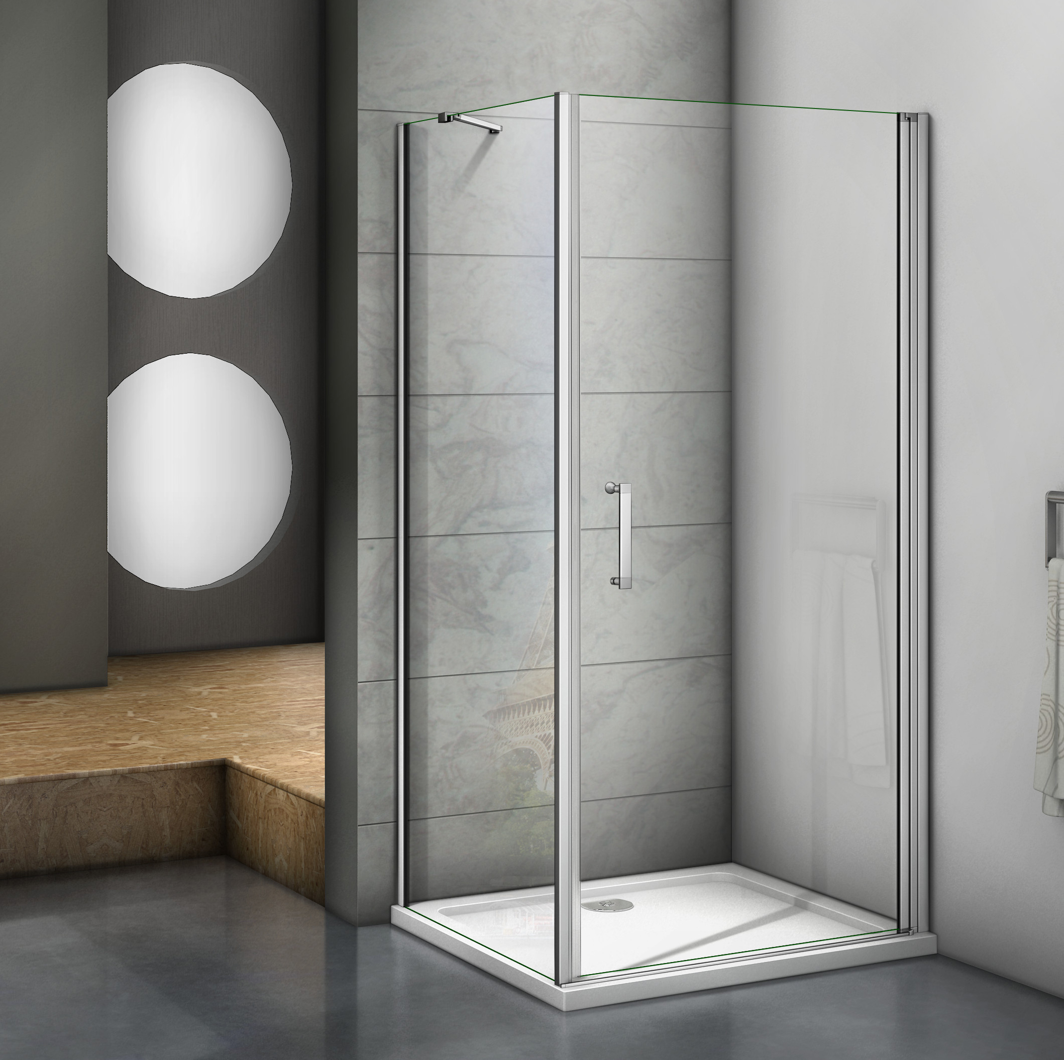 душевой уголок gooddoor mokka dr+sp 90x80 стекло прозрачное / серебристый профиль (с магнитным профилем)