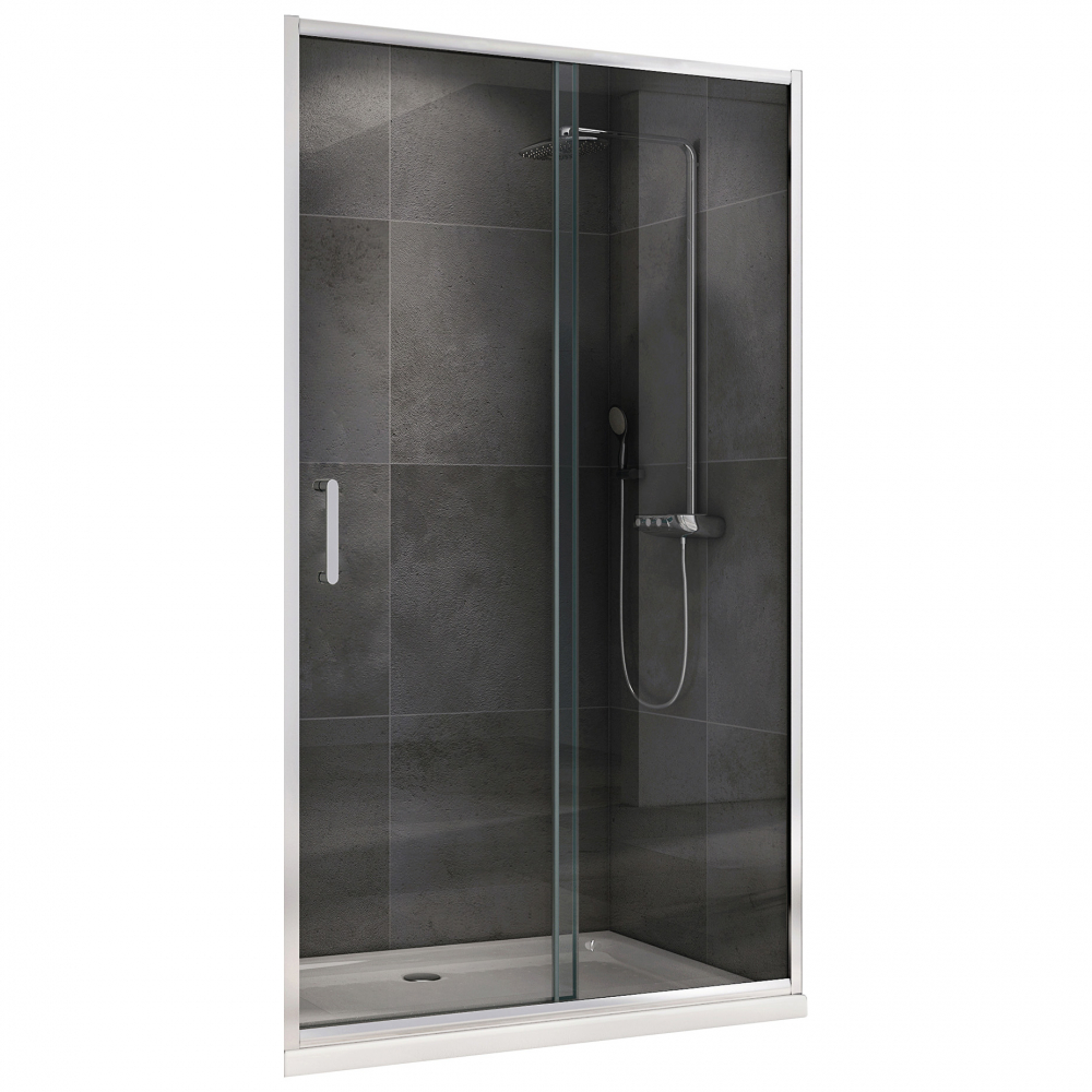 душевая дверь abber schwarzer diamant ag301205 120x190 стекла прозрачные, профиль хром