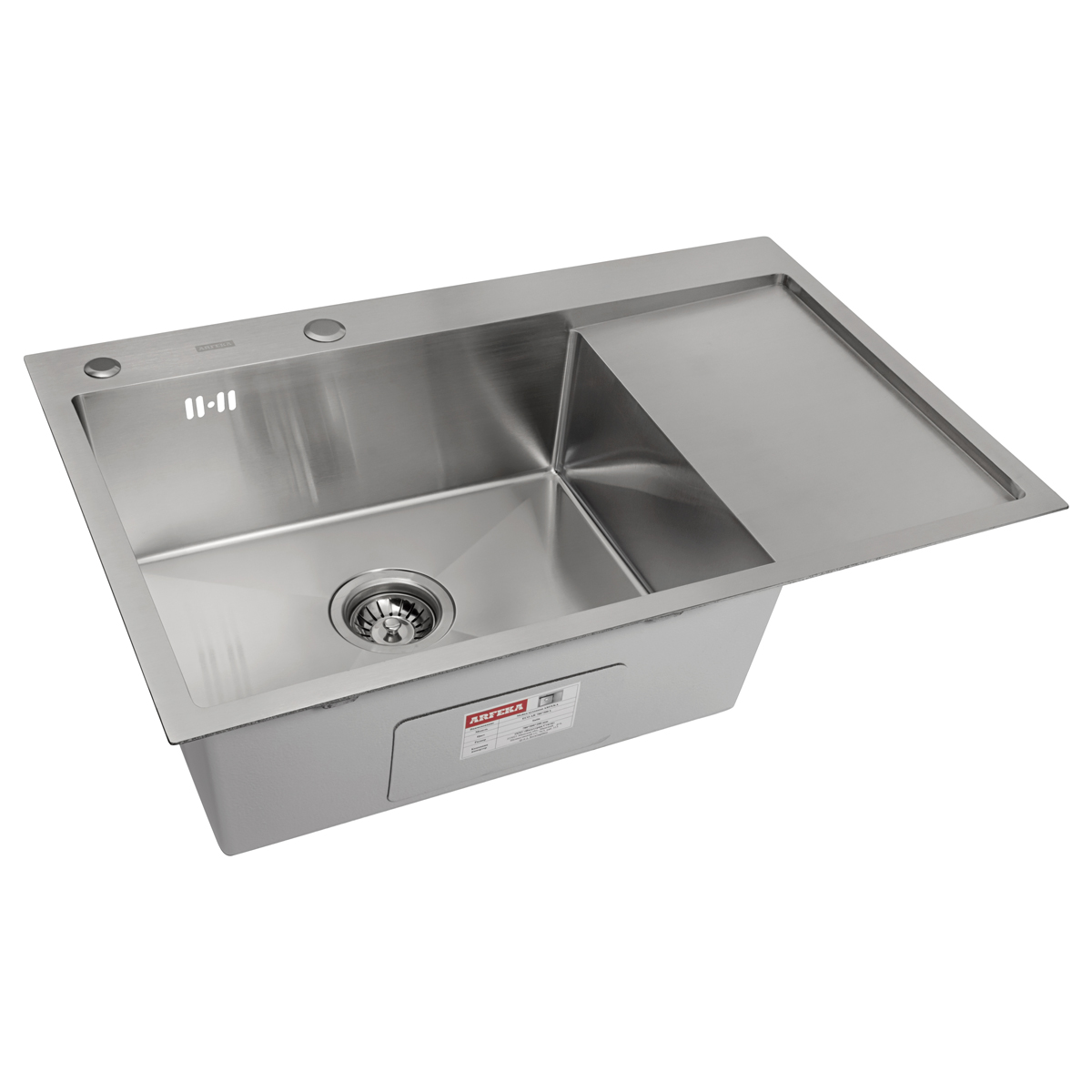 мойка кухонная arfeka eco ar 780x500 l satin крыло слева, сатин