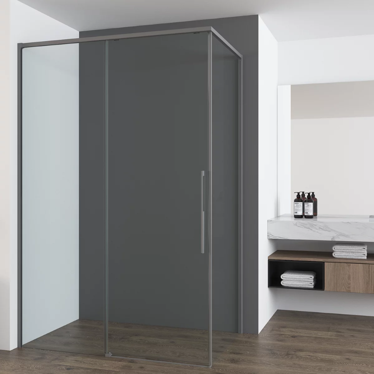 душевой уголок vincea ultima vsr-7ul1012clgm 120x100 прозрачное стекло / профиль вороненая сталь