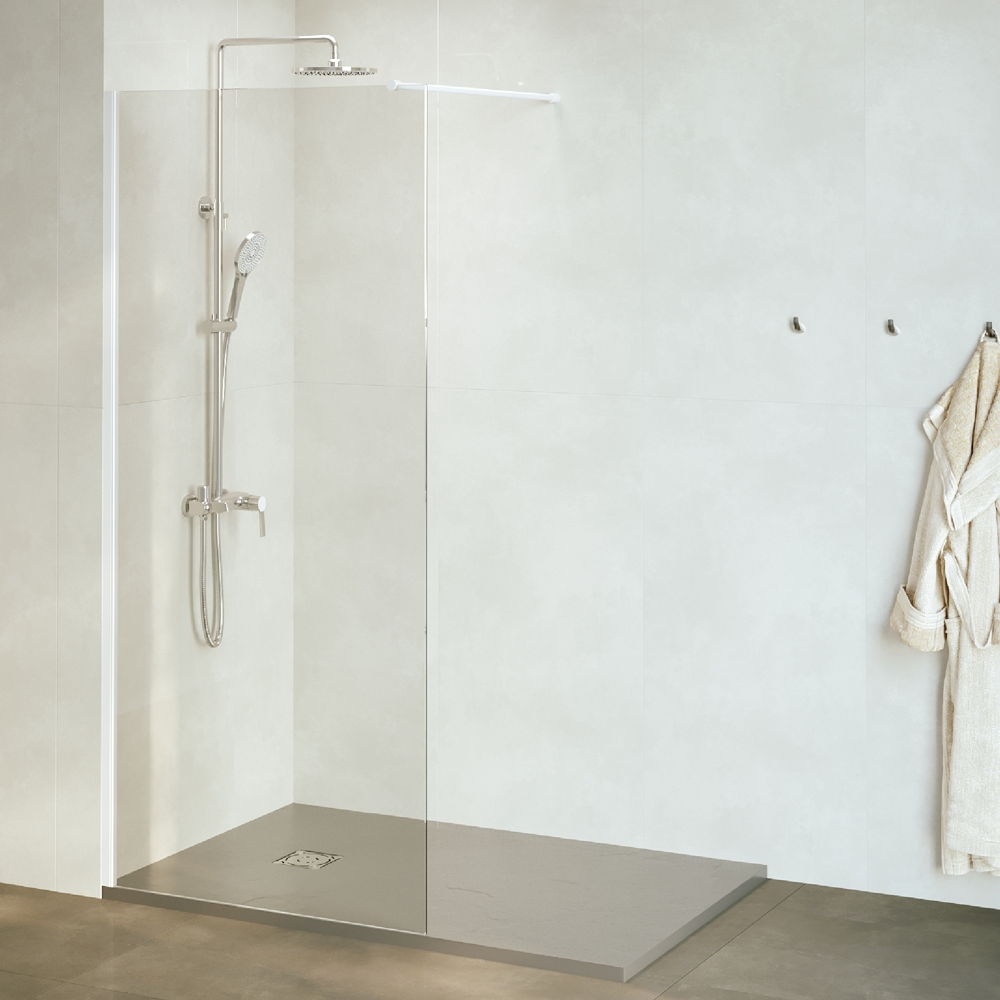 душевой уголок rgw walk in wa-010-w 100x195 стекло прозрачное, профиль белый
