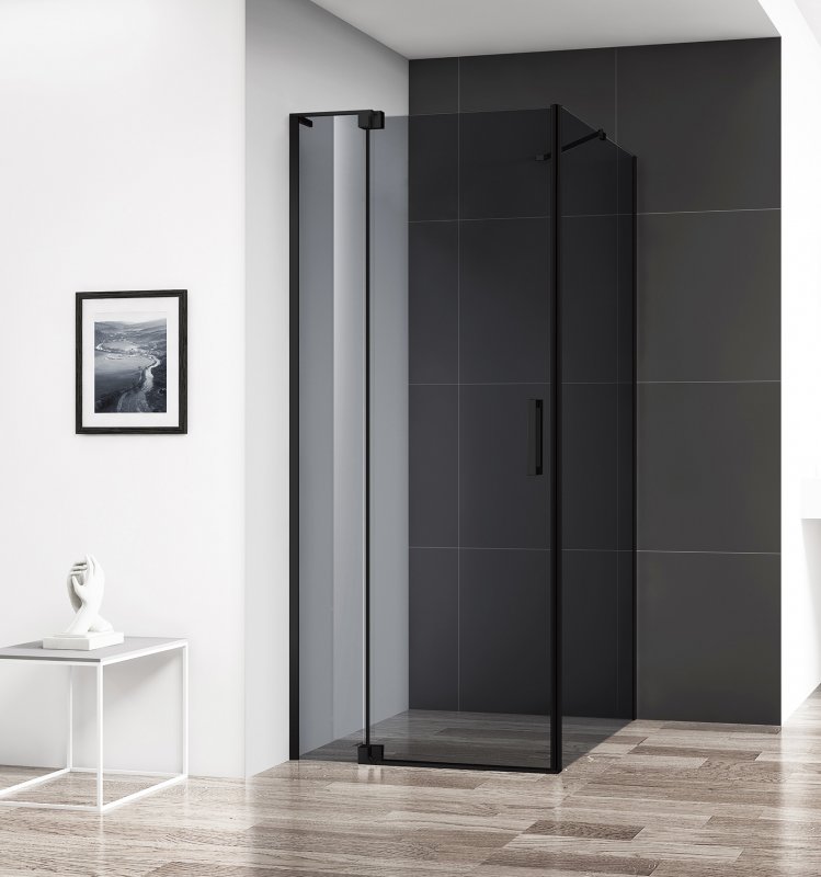 душевой уголок cezares slider-ah-1-90-100/110-grigio-nero (100-110)x90 стекла серые, профиль черный