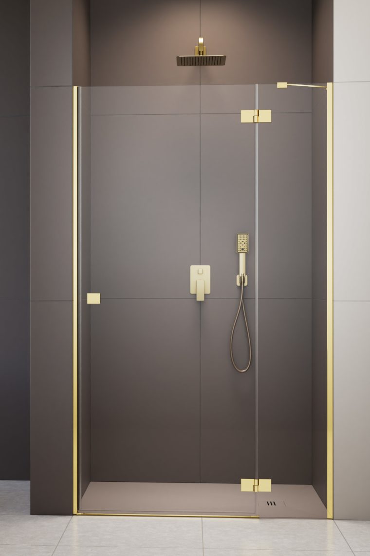 душевая дверь radaway essenza gold dwj 100x200 правая, стекла прозрачные, профиль золото
