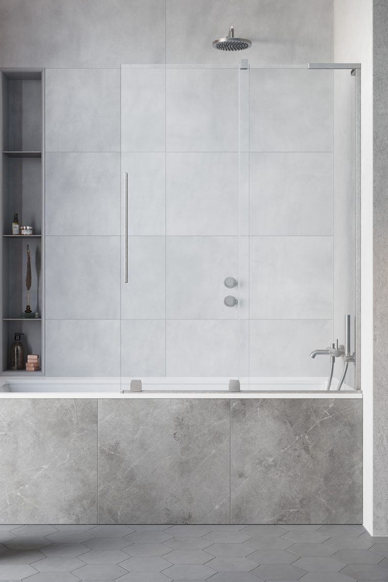 шторка на ванну radaway furo sl brushed nickel pnd ii r 100x150 стекла прозрачные, профиль брашированный никель