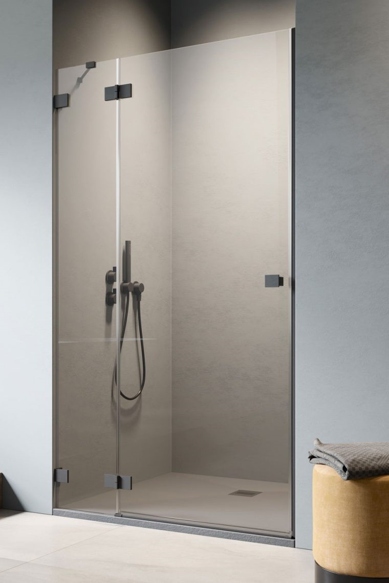 душевая дверь radaway essenza pro 8 black dwj 80x200 левая, стекла прозрачные, профиль черный