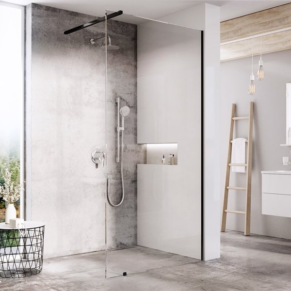 душевой уголок ravak walk-in wall 100 стекла прозрачные, профиль черный