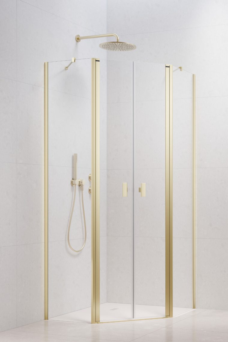 душевой уголок radaway nes 6 brushed light gold ptd 80x80 стекла прозрачные, профиль брашированное светлое золото