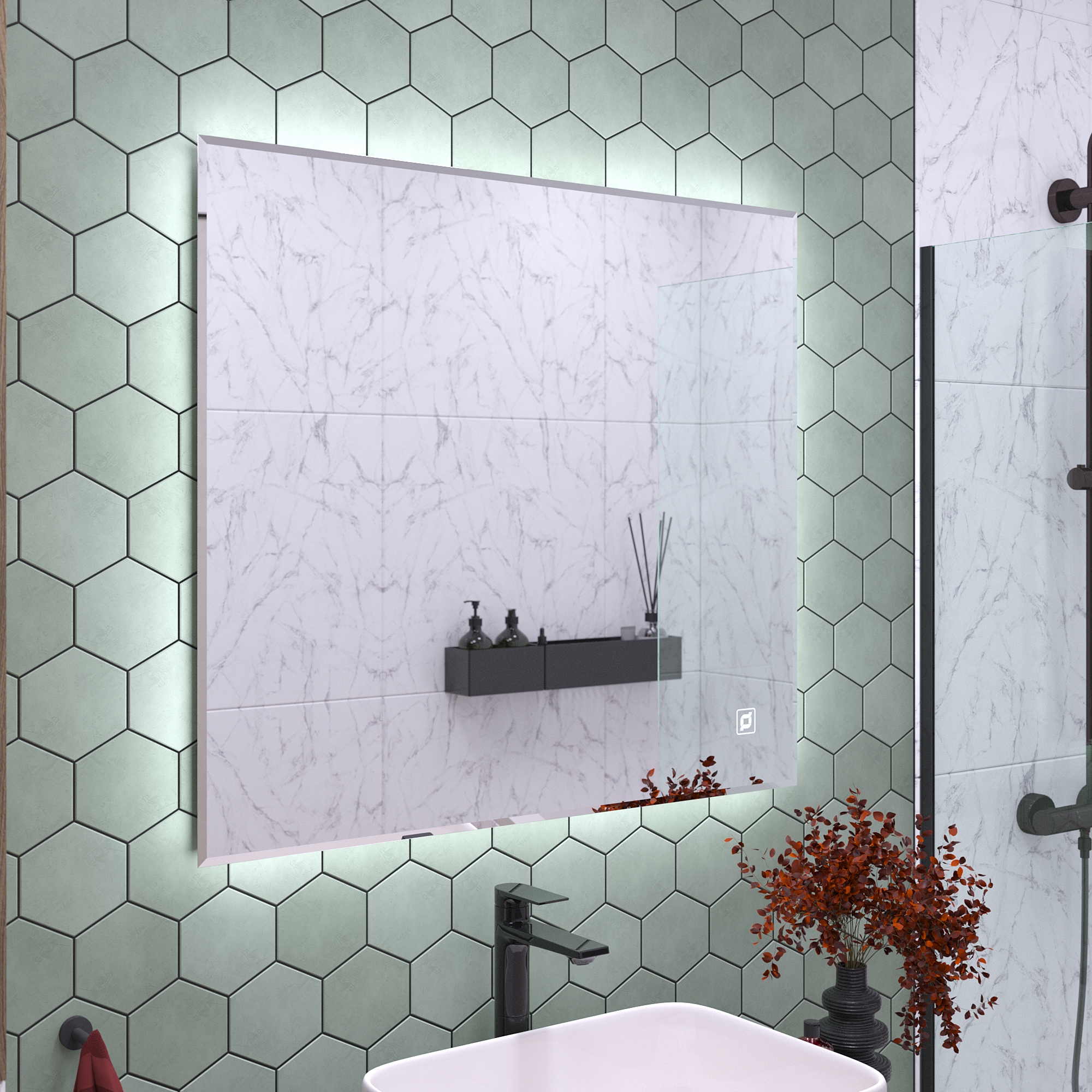 зеркало benetto орвието 90x80 с led-подсветкой