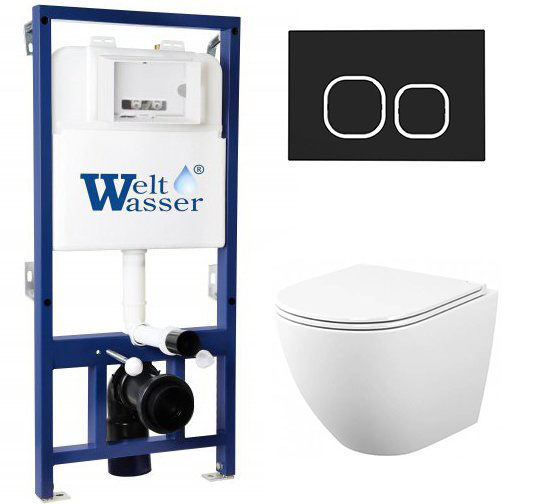 комплект инсталляции welt-wasser bamberg 525 с клавишей смыва bl и унитазом teymi t40102