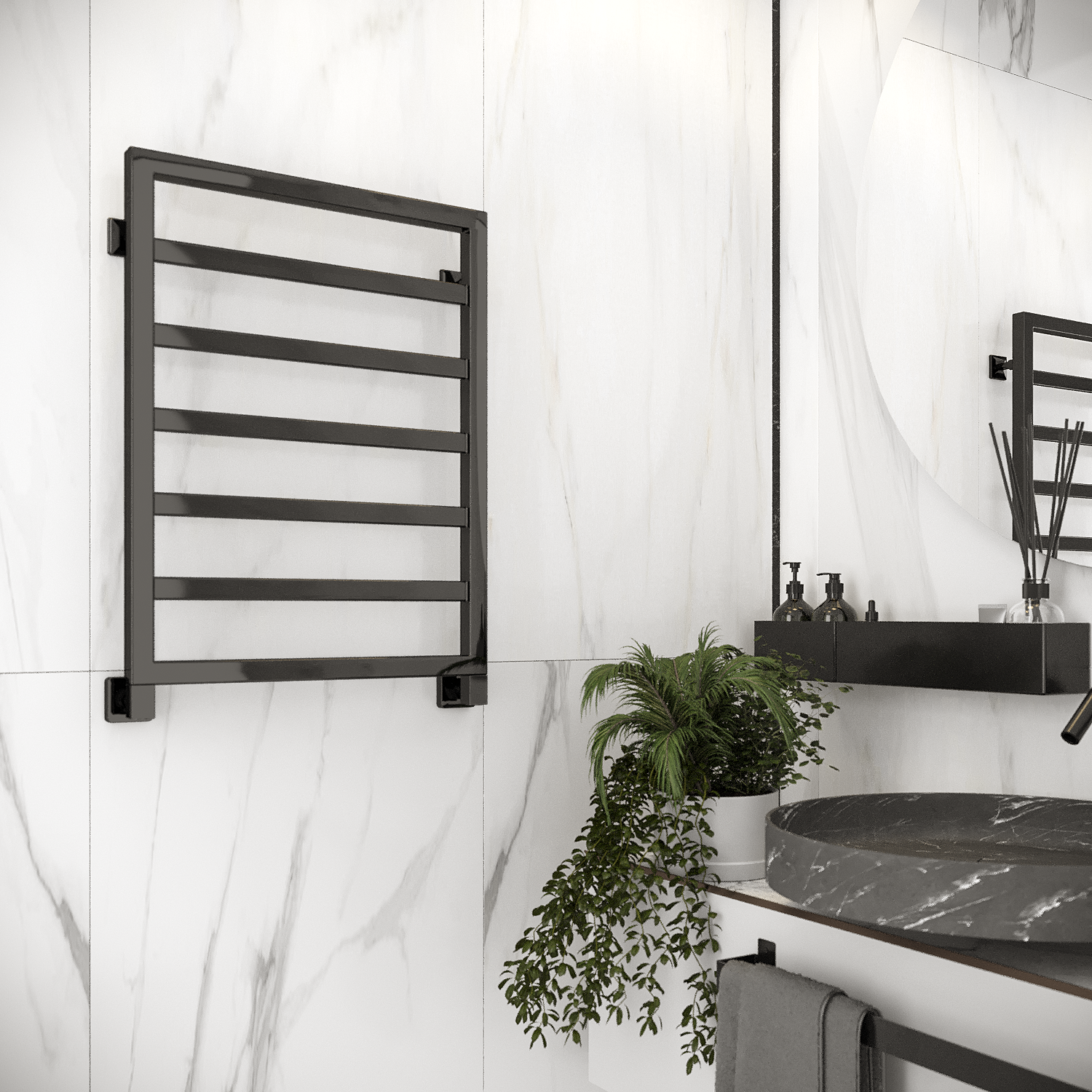 полотенцесушитель водяной stinox bergamo 50x70 черный глянец