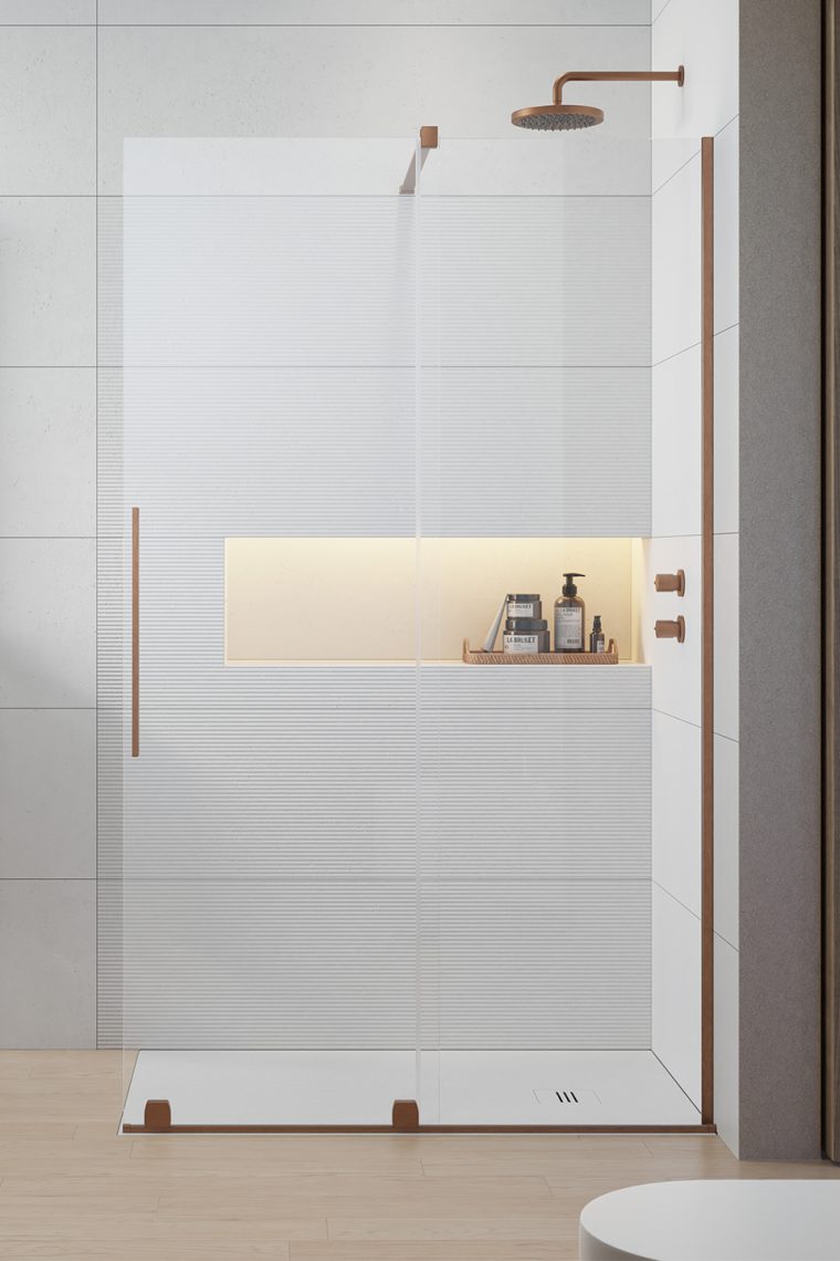 душевой уголок radaway furo brushed copper walk-in r 80x200 стекла прозрачные, профиль брашированная медь