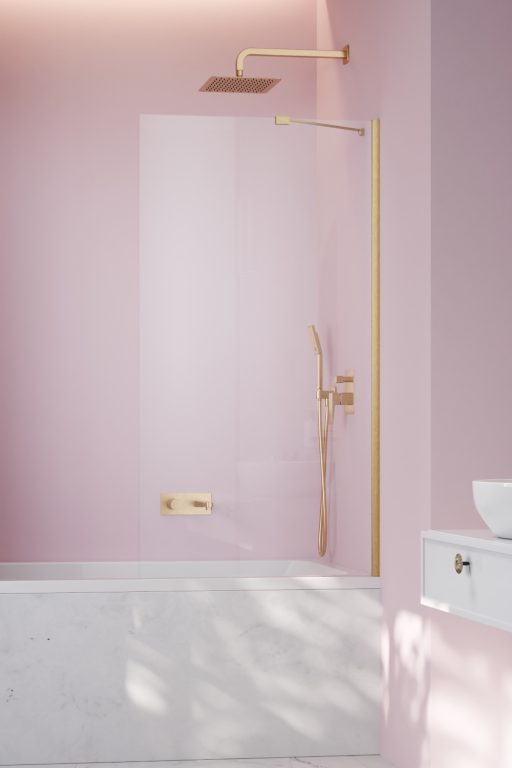 душевая шторка radaway idea 6 brushed gold pnj ii 50x150 стекла прозрачные, профиль брашированное золото