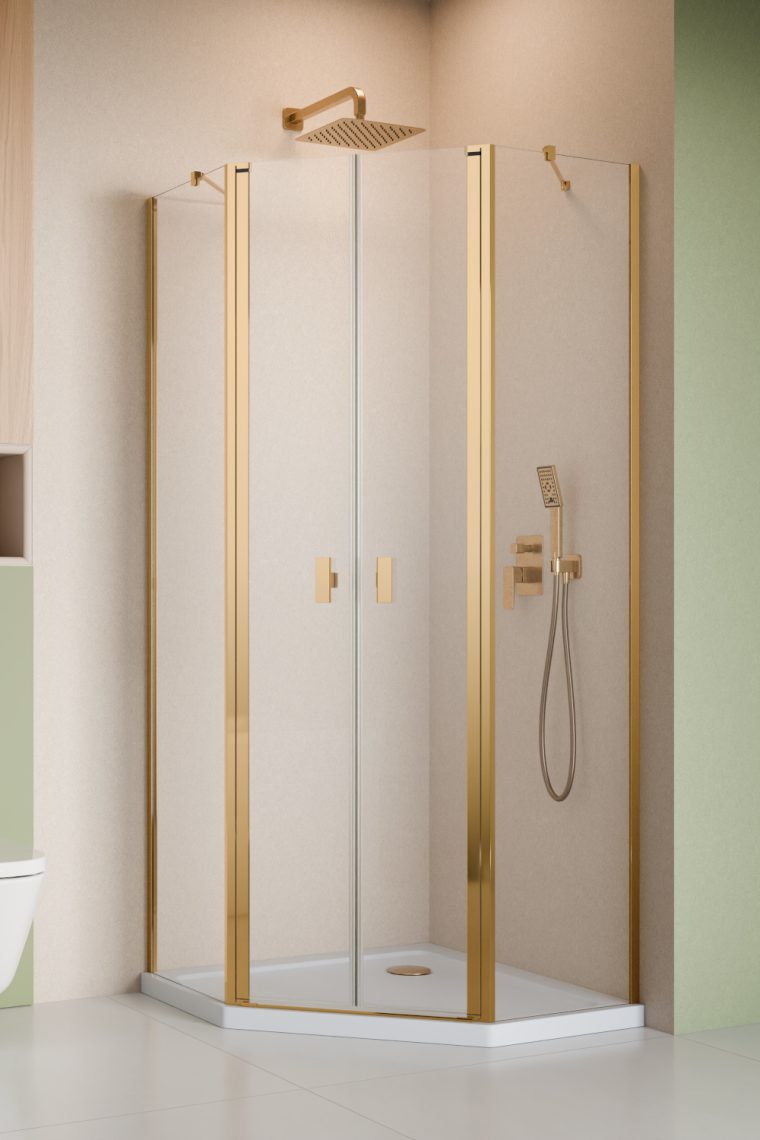 душевой уголок radaway nes 6 gold ptd 100x100 cтекла прозрачные, профиль золото