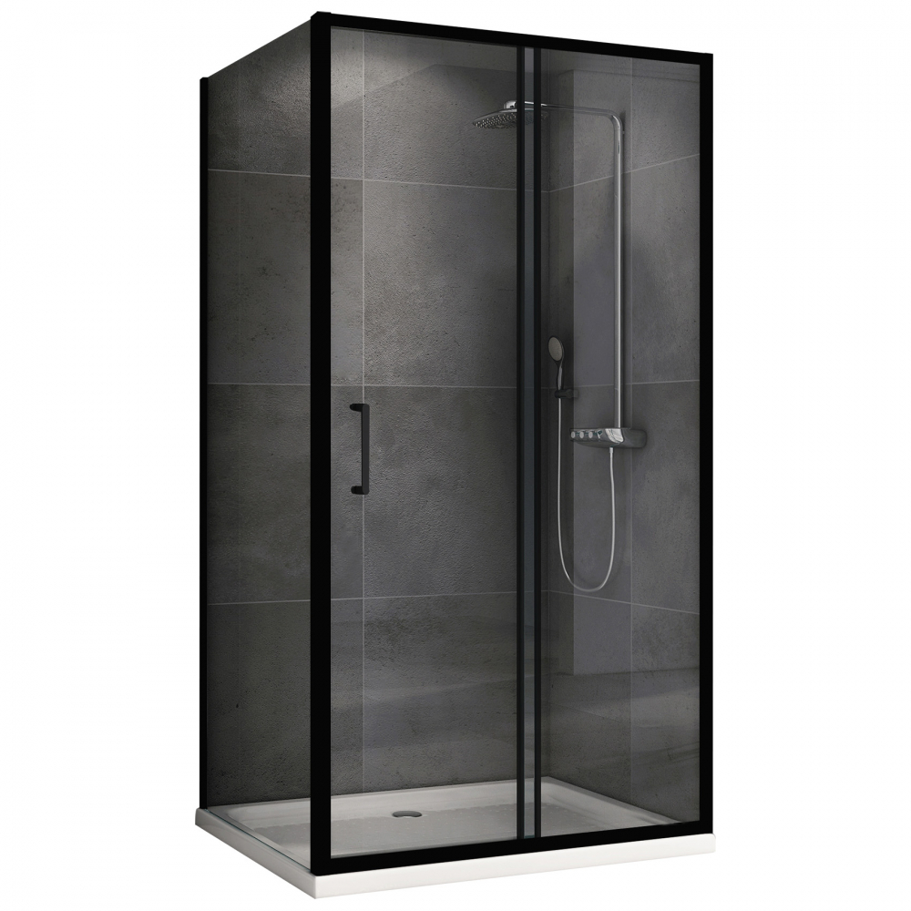 душевой уголок abber schwarzer diamant ag30150b5-s60b5 150x60 стекла прозрачные, профиль черный