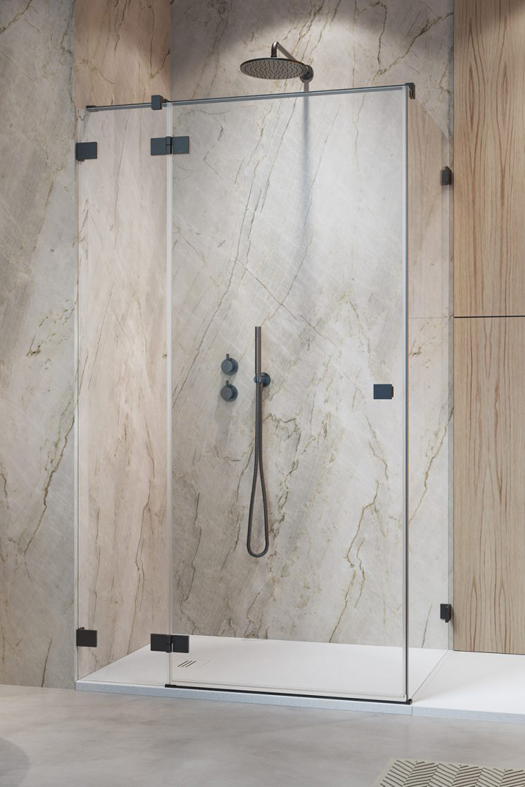 душевой уголок radaway essenza pro brushed gunmetal kdj l 110x90 прозрачное стекло / профиль брашированная оружейная сталь (левый)