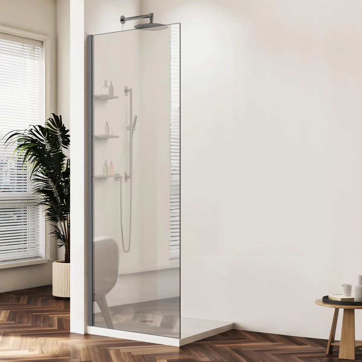 душевой уголок vincea walk-in vsw-1hws900mrgm 90x200 стекло зеркальное / профиль вороненая сталь