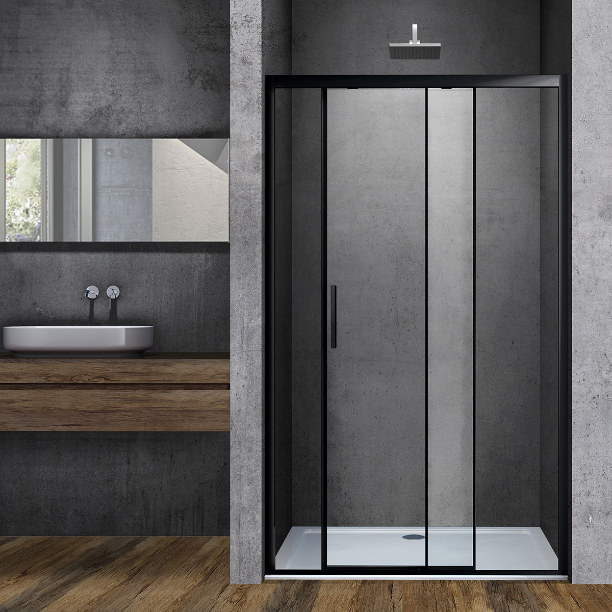 душевая дверь vincea soft vds-3so140clb 140x195 прозрачное стекло / профиль черный матовый