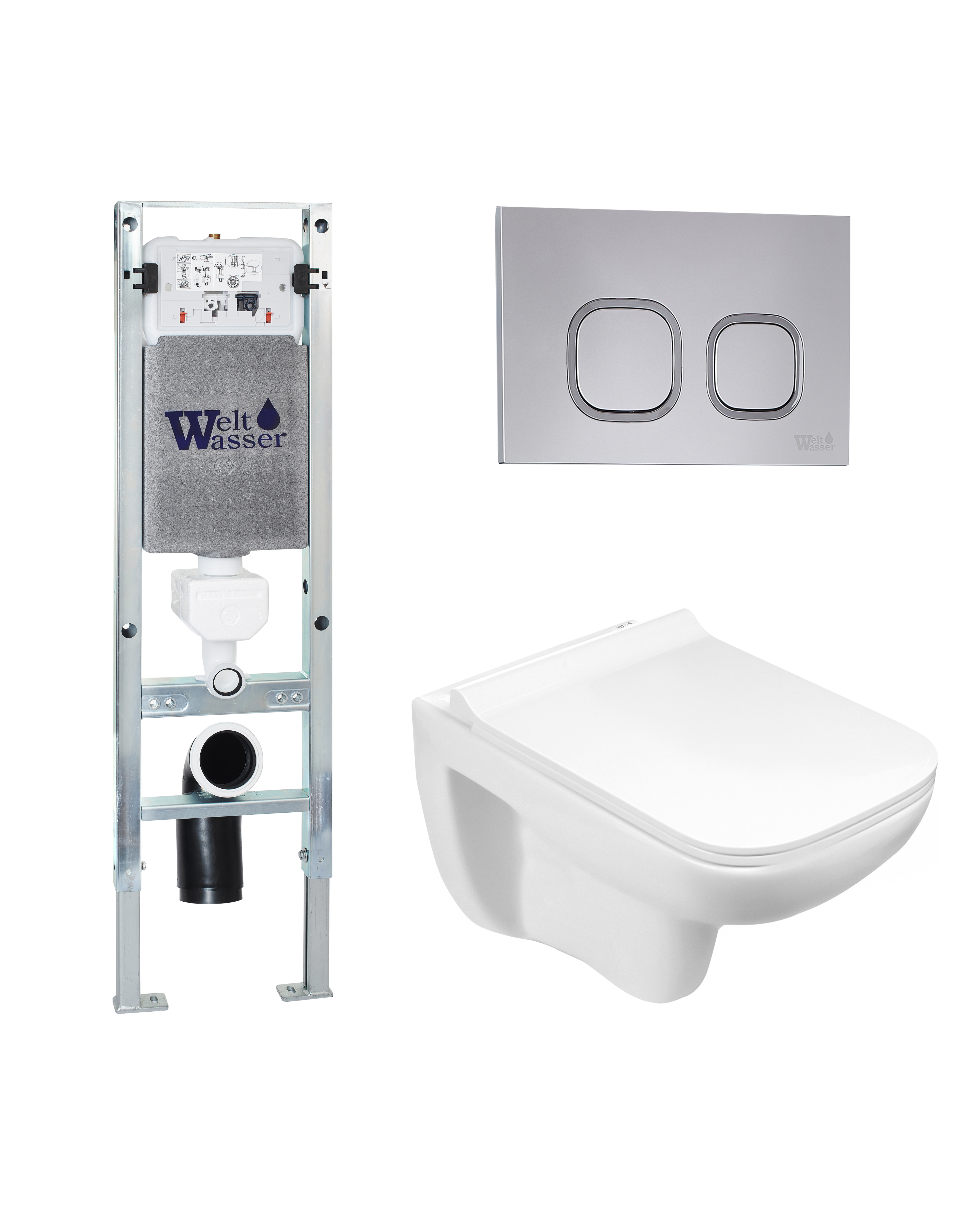 комплект welt-wasser amberg 350 st + kehlbach 004 gl-wt + amberg rd-cr с клавишей хром глянец