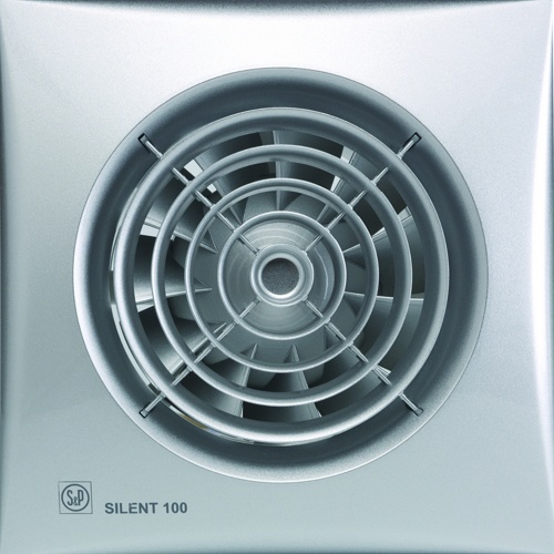 бытовой  вентилятор soler&palau silent-100 chz silver (датчик влажности+ таймер выключения)