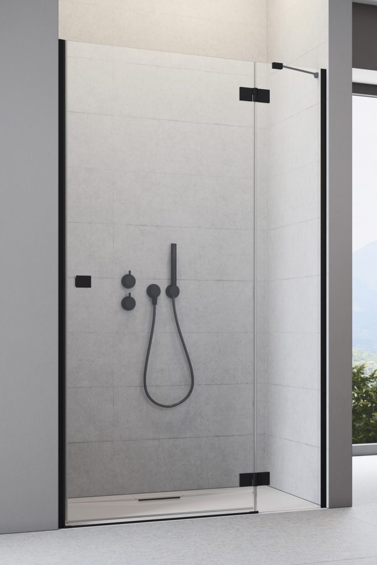 душевая дверь radaway essenza 8 black dwj 90x200 правая, стекла прозрачные, профиль черный