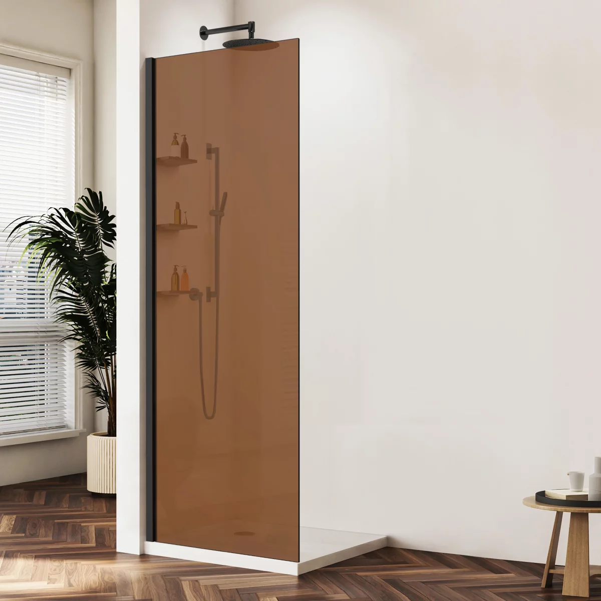 душевой уголок vincea walk-in vsw-1hws900gsb 90x200 стекло янтарь / профиль черный матовый