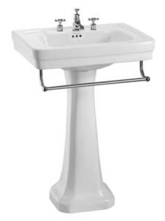 умывальник burlington contemporary b1 3th 58x47 (на 3 отверстия) с пьедесталом regal p9 белый