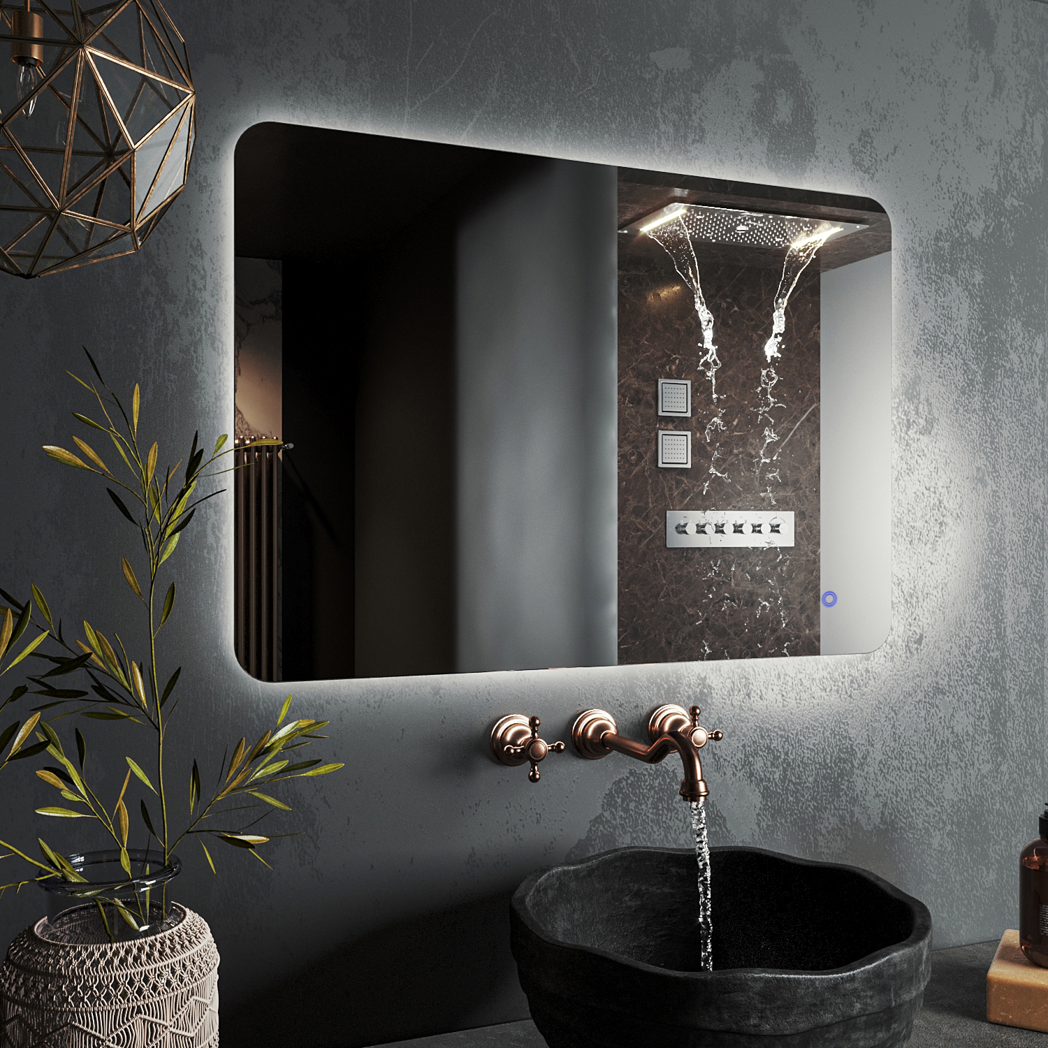 зеркало roxen bella 80x70 с led подсветкой