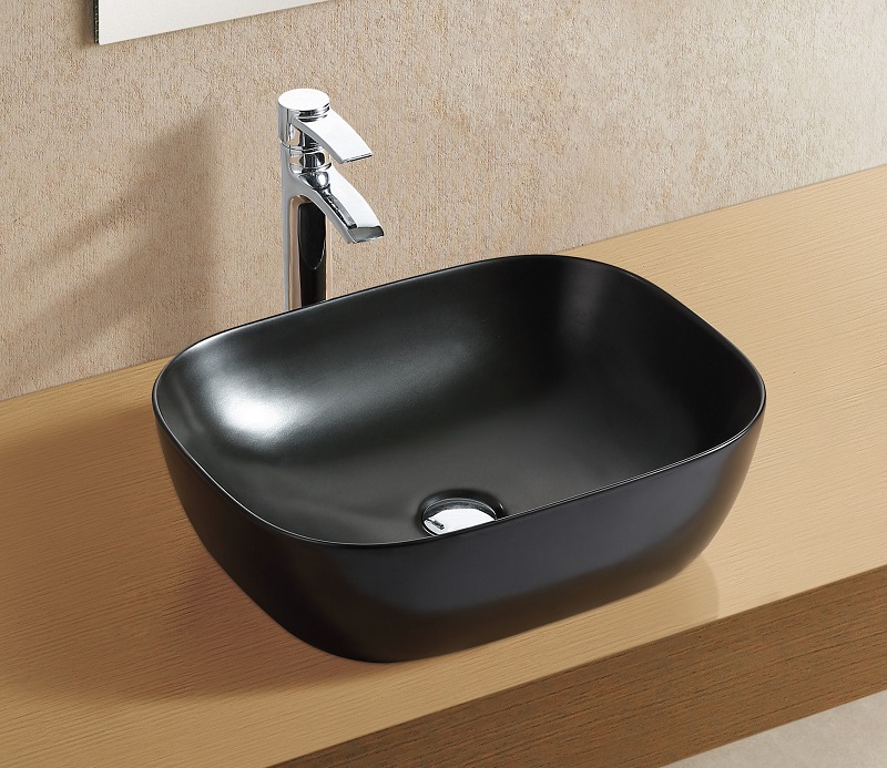 умывальник накладной ceramalux 78104mb 49x39,5 черный матовый