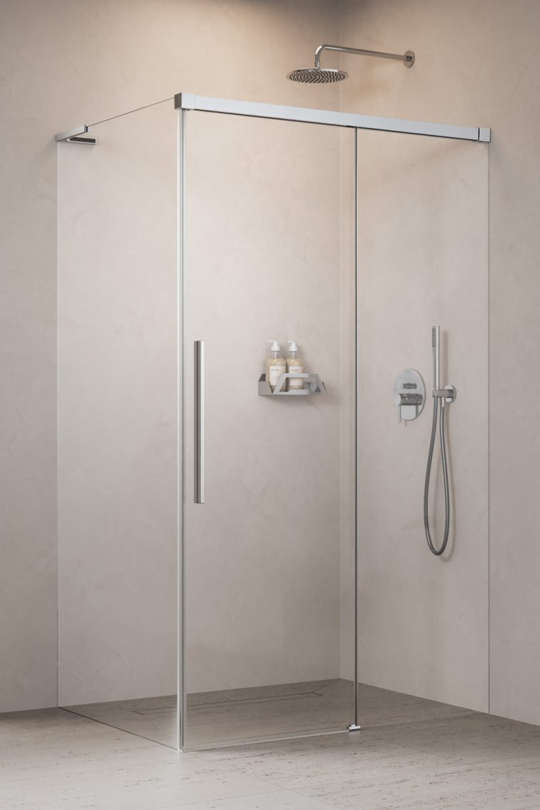 душевой уголок radaway idea 8 ql kdj 100x90 правый, стекла прозрачные, профиль хром