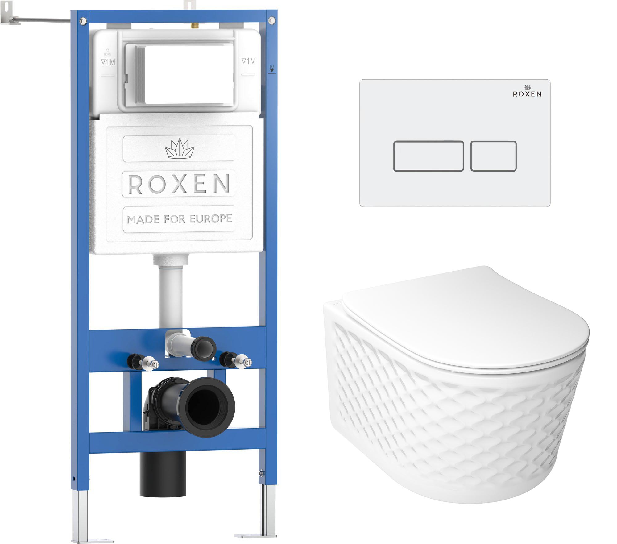 комплект инсталляция roxen stounfix dual fresh 6 в 1 979000 с унитазом vine tornado и клавишей смыва caspia 410280w белый