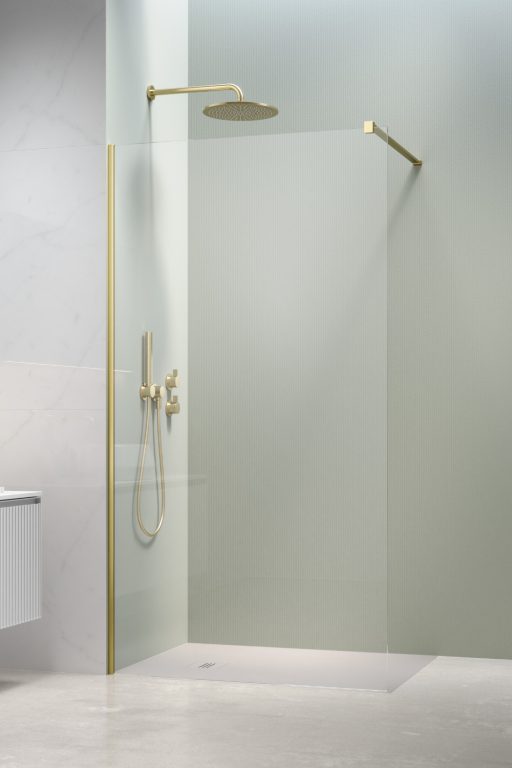 душевой уголок radaway modo new brushed light gold ii 105x200 cтекла прозрачные, профиль брашированное светлое золото