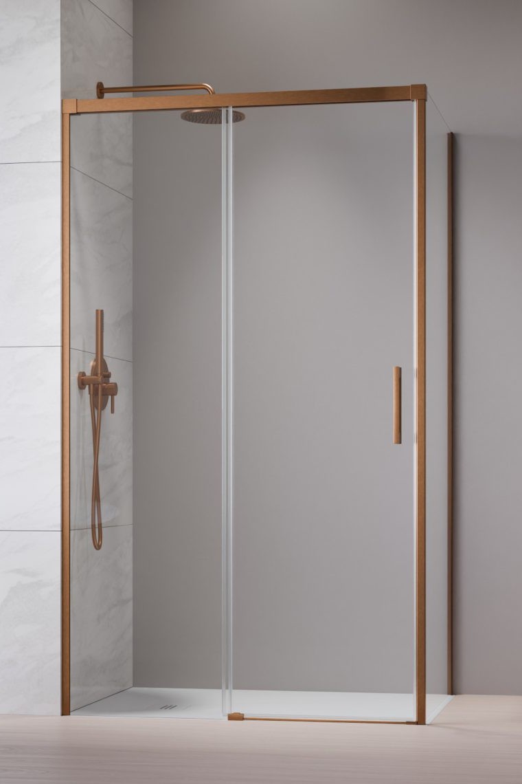 душевой уголок radaway idea 6 brushed copper kdj 110x75 левый, стекла прозрачные, профиль брашированная медь