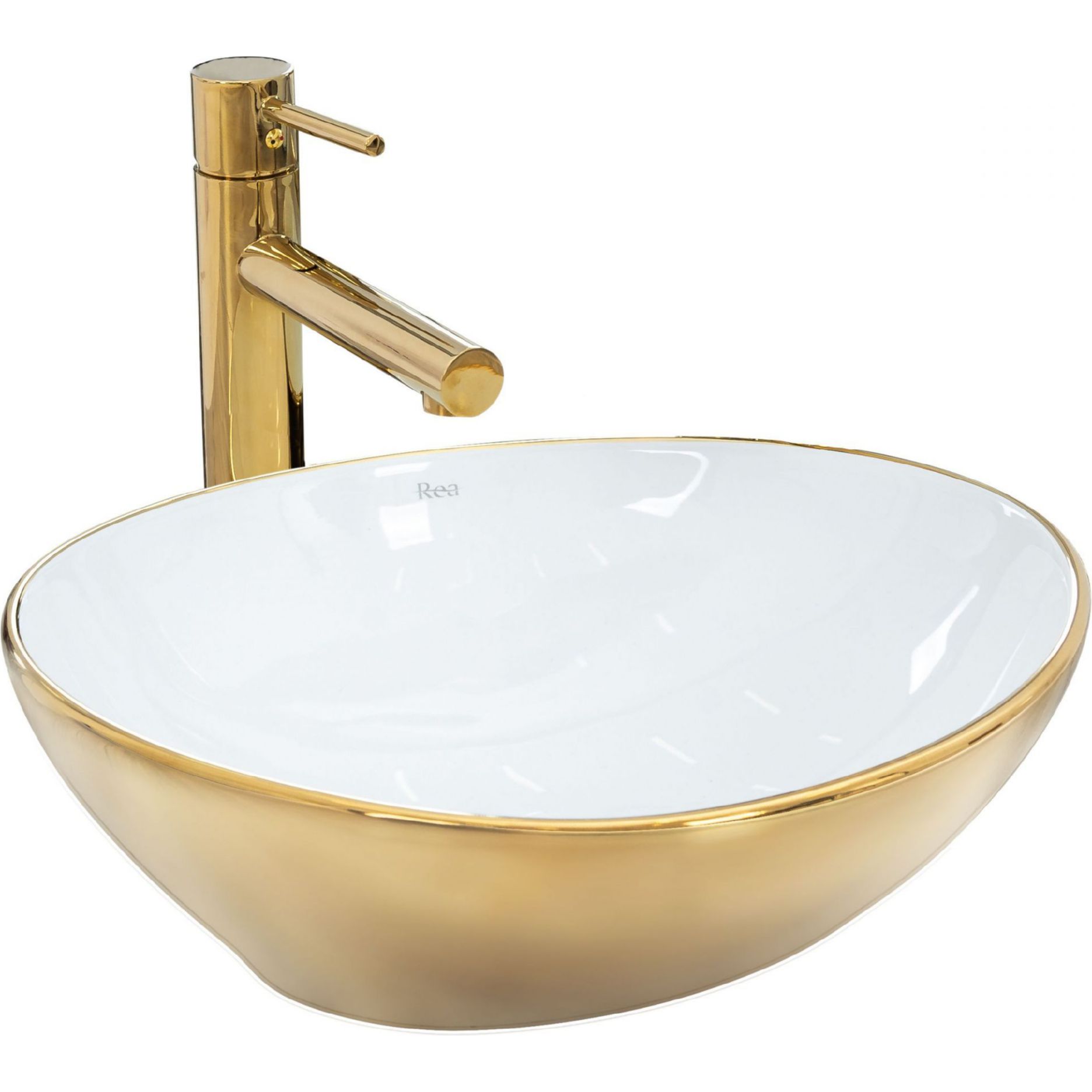умывальник rea sofia gold/white rea-u0456 белый/золото