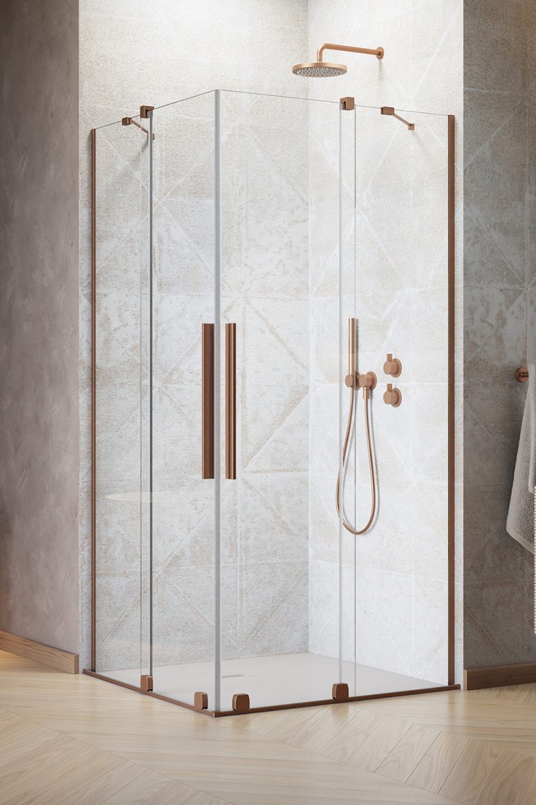 душевой уголок radaway furo brushed copper kdd 110x80 стекла прозрачные, профиль брашированная медь