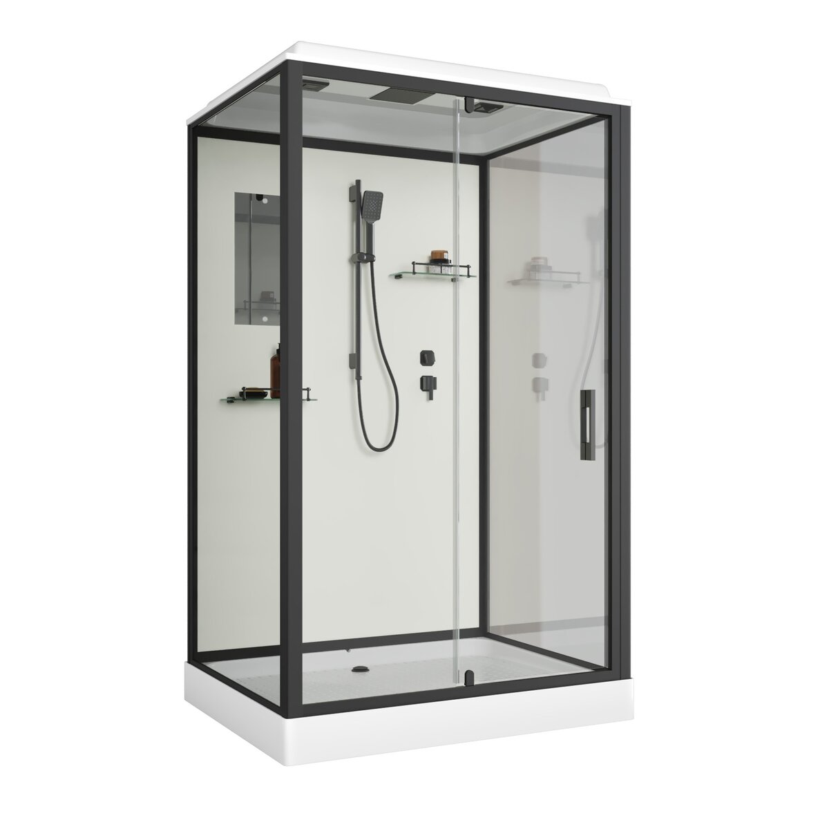 душевая кабина niagara standart st120/90/15q/bl 120x80 стекла прозрачные, профиль черный