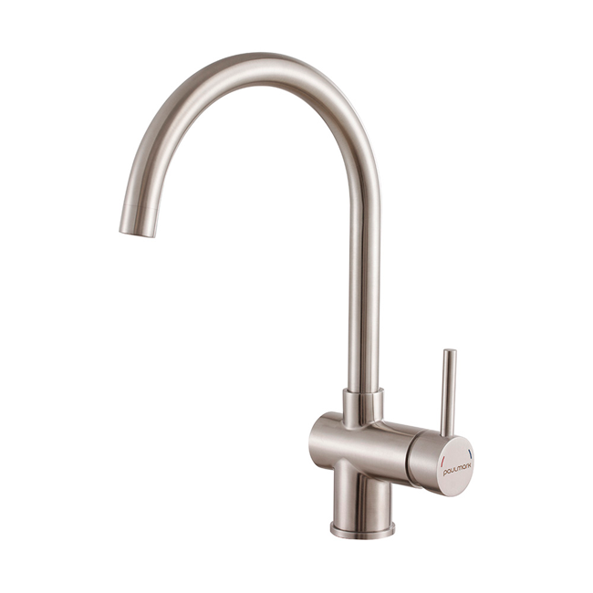 смеситель для кухни paulmark bend be212066-bs нержавеющая сталь