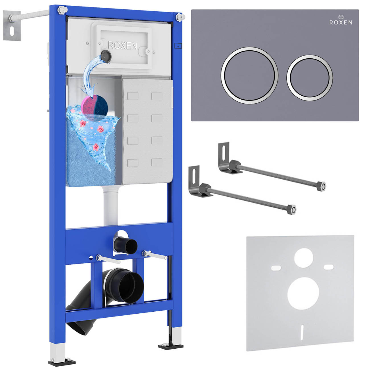 комплект 4 в 1 roxen stounfix dual fresh 966010 с аромадозатором