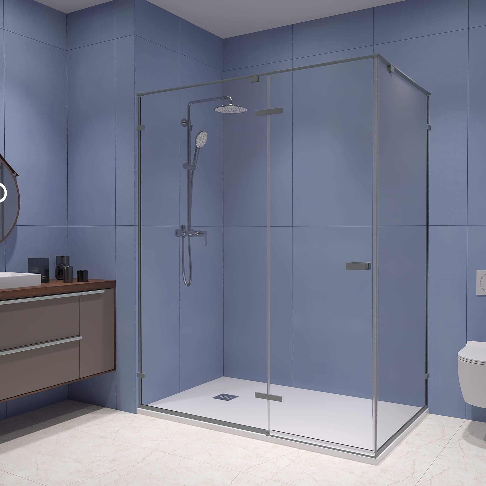 душевой уголок rgw stilvoll sv-040-gr 110x80 прозрачное стекло / профиль серый