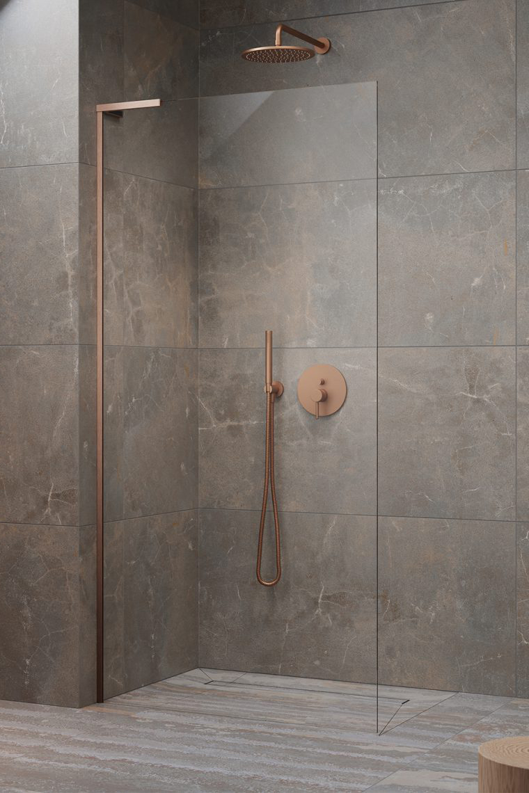 душевой уголок radaway walk-in modo sl ii brushed copper 90 left прозрачное стекло / профиль брашированная медь