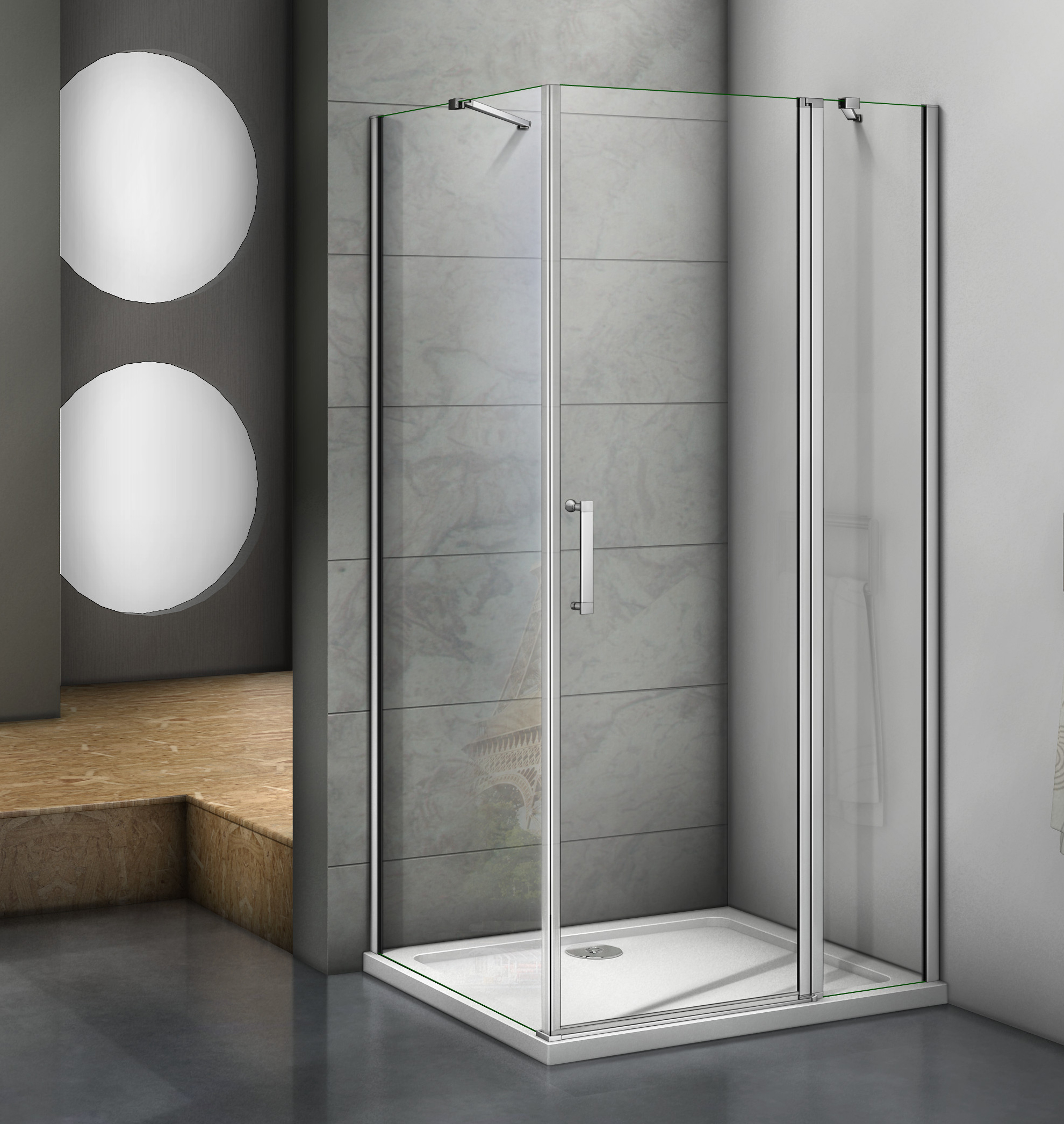 душевой уголок gooddoor mokka wtw+sp 120x90 стекло прозрачное / серебристый профиль (с магнитным профилем)