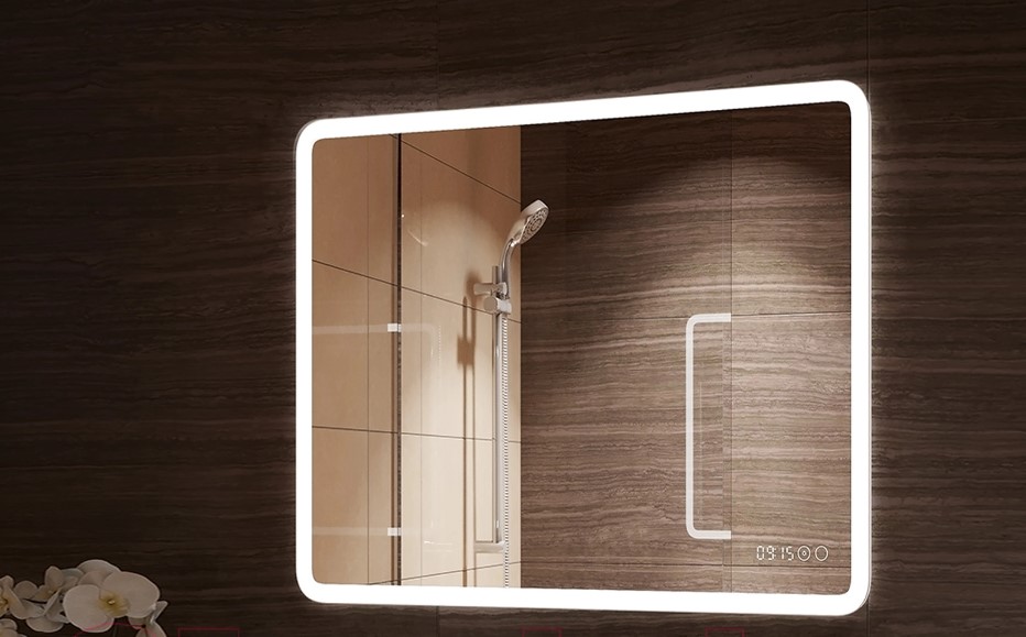 зеркало континент demure led 90x70 с подогревом и часами