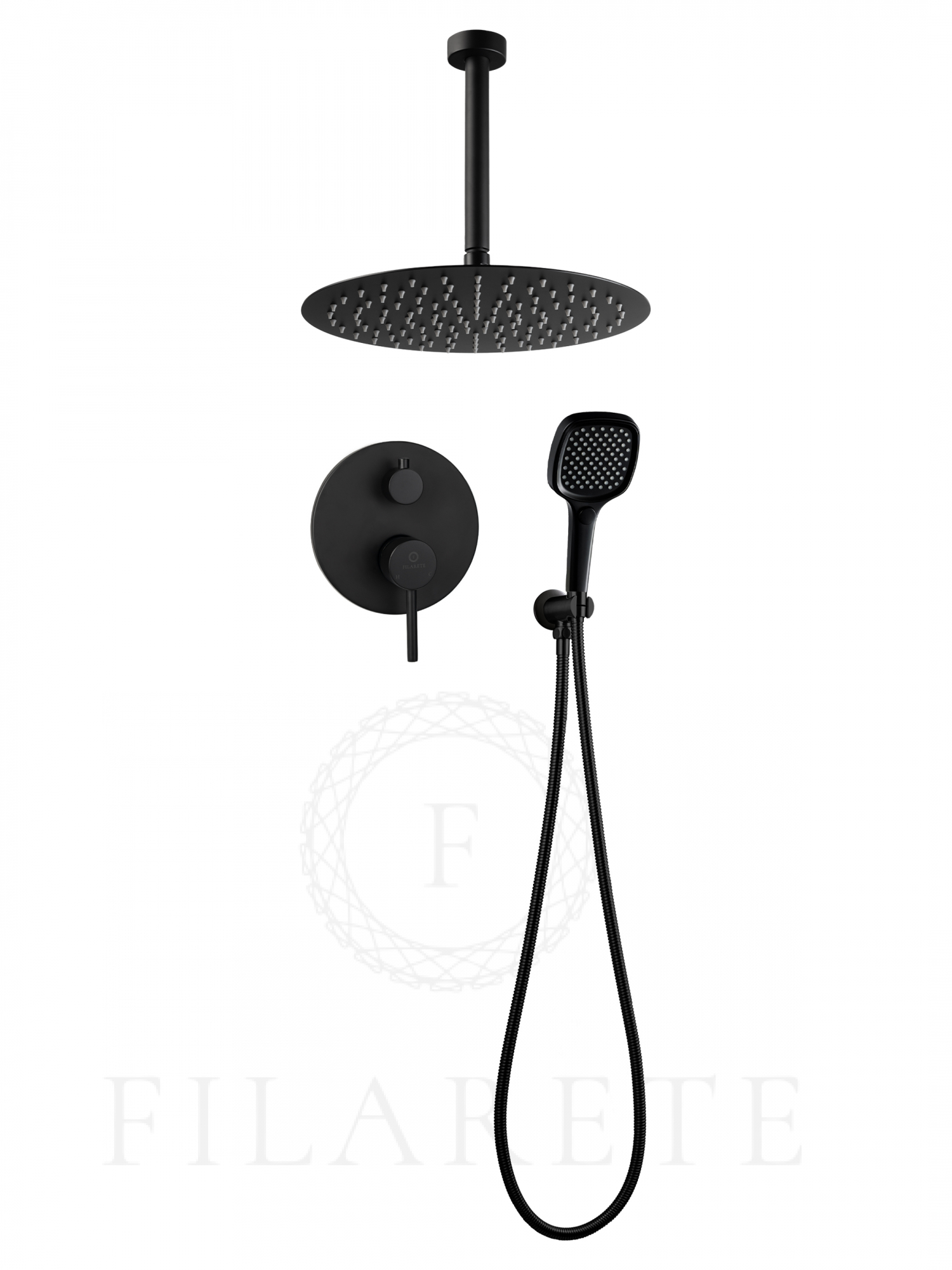 душевая система скрытого монтажа filarete roun fl1029bl черный матовый