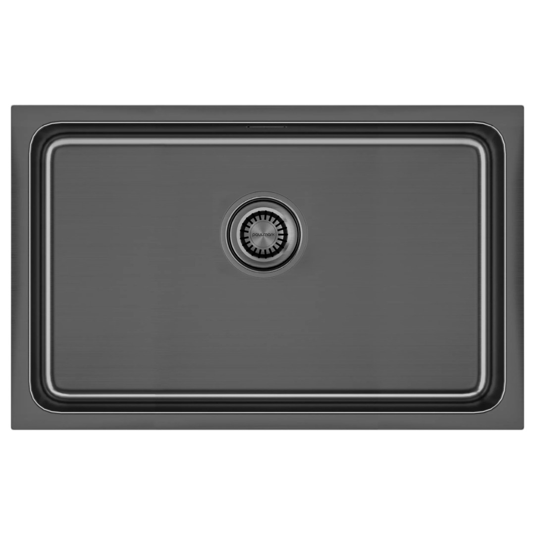 кухонная мойка paulmark vista 74 pm307444-gm 74x44 вороненая сталь