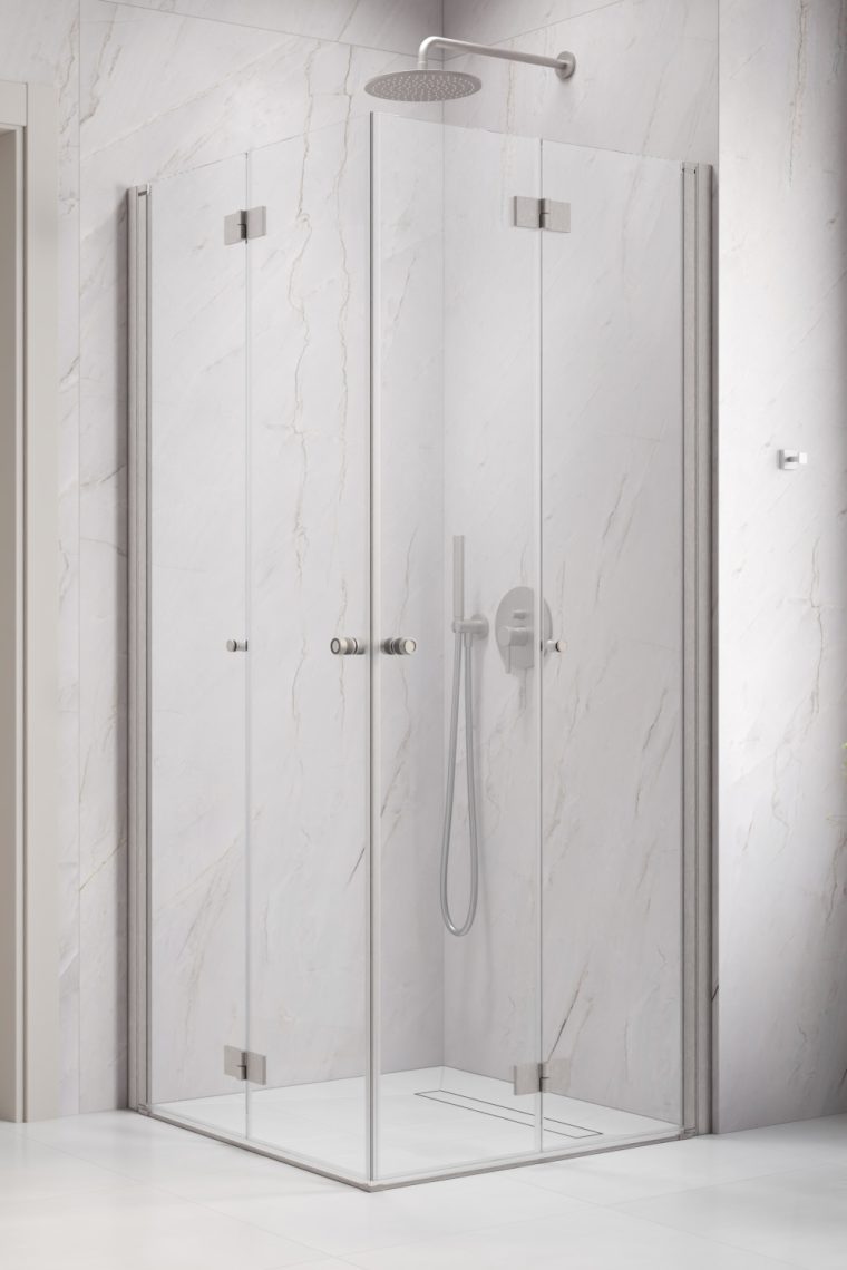 душевой уголок radaway nes brushed nickel kdd b 90x80 стекла прозрачные, профиль брашированный никель