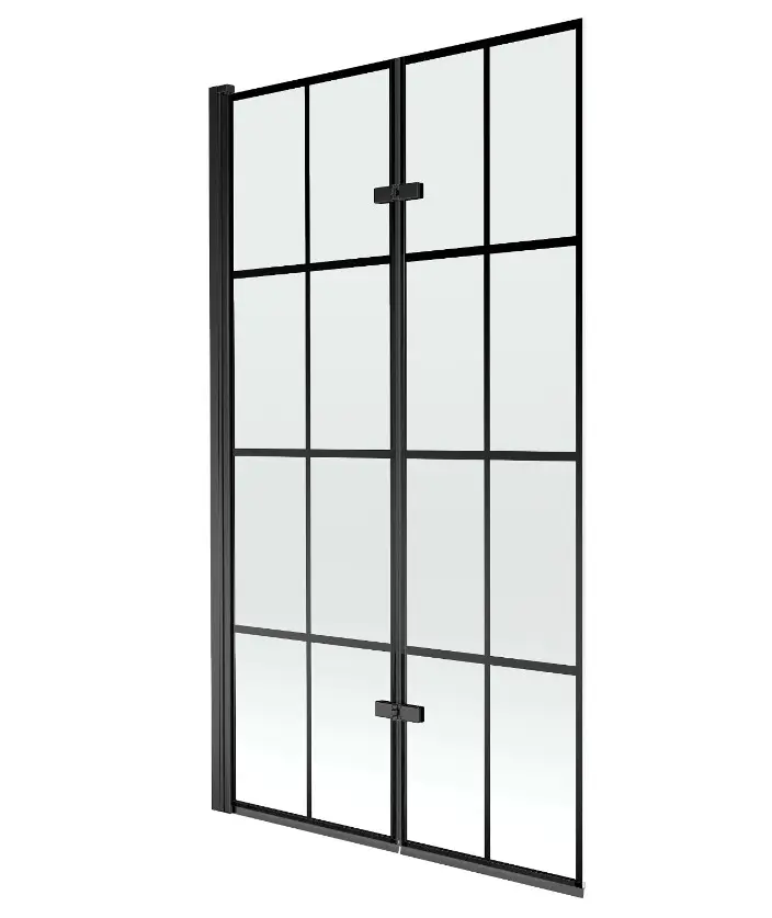 шторка на ванну mexen castor 2 black matt 892-120-002-70-77 120x150 стекла матовые, профиль черный