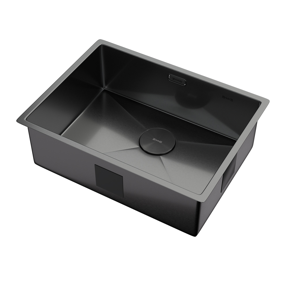 кухонная мойка zorg zerox 59 u / if pvd gunblack 59x44 матовая оружейная сталь