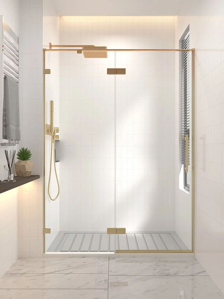 душевая дверь veconi premium alassio alassio-g 120x200 прозрачные стекла / профиль золото брашированное