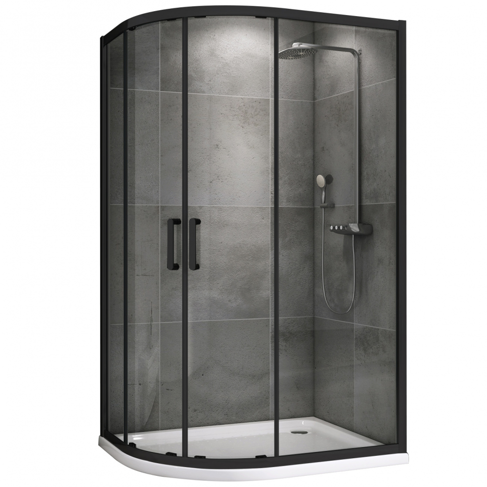 душевой уголок abber schwarzer diamant ag01128b 120x80  стекла прозрачные, профиль черный