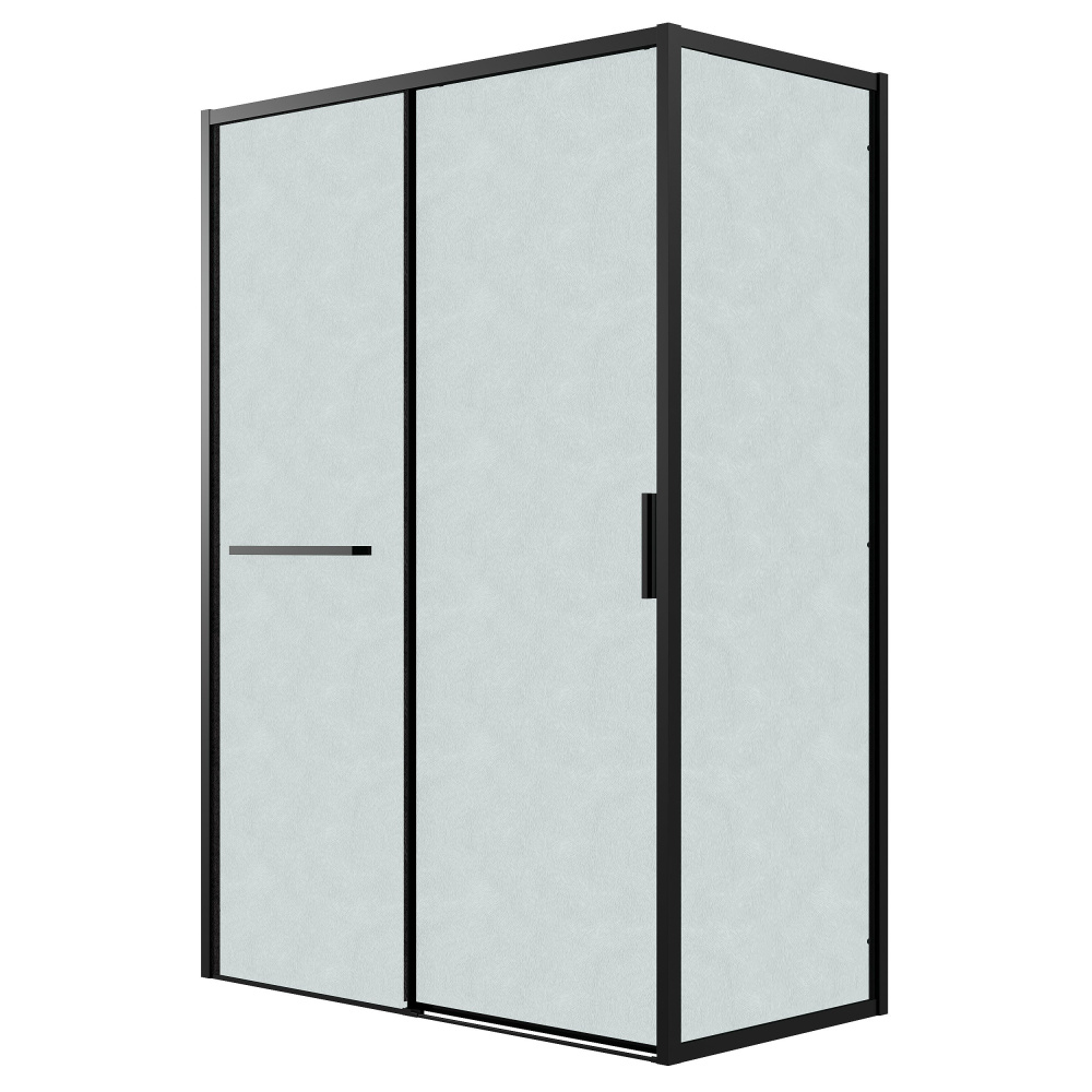душевой уголок grossman style 130x80 стекло шиншилла / профиль черный матовый